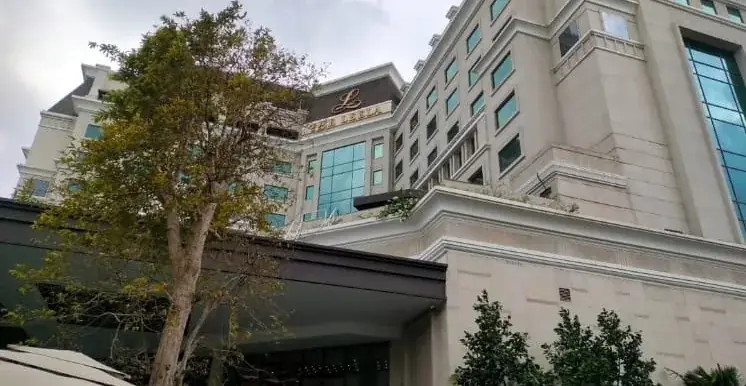 Exterior of a large city hotel in Hyderabad, suited to conferences